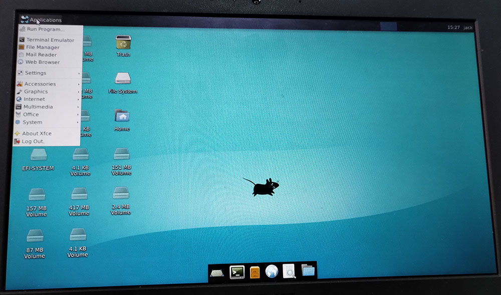Linux running on an Asus Chromebook Flip model C213S