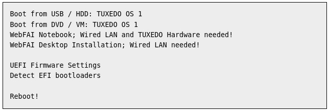 Tuxedo OS live session boot